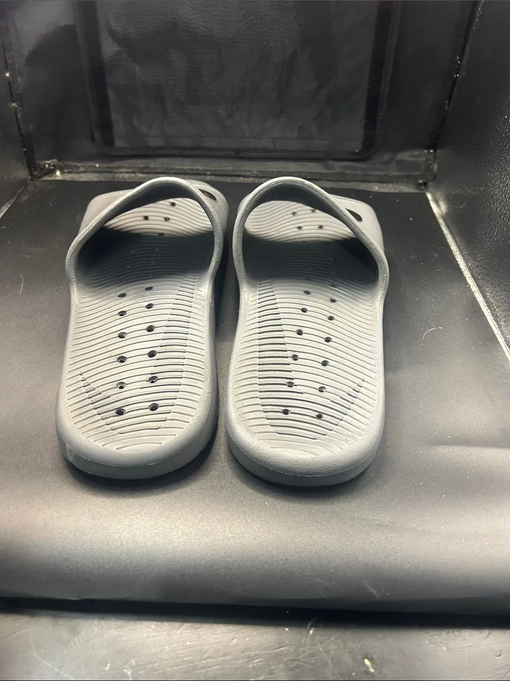 Nike Kids Gray Slide Sandals with Swoosh